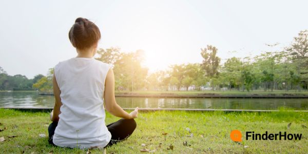 A person doing mindful yoga or a person walking in nature